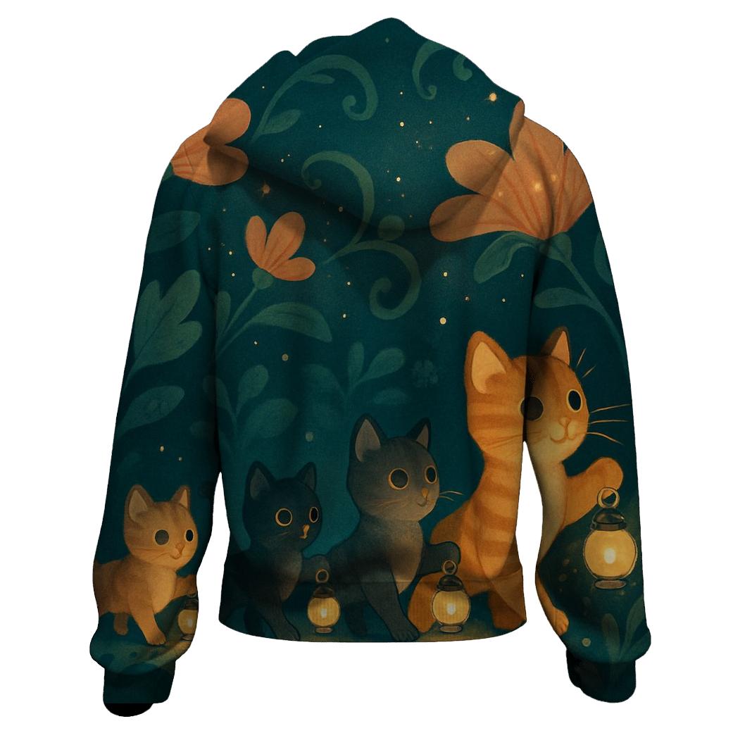 Lantern Garden Cat Parade printed hoodies