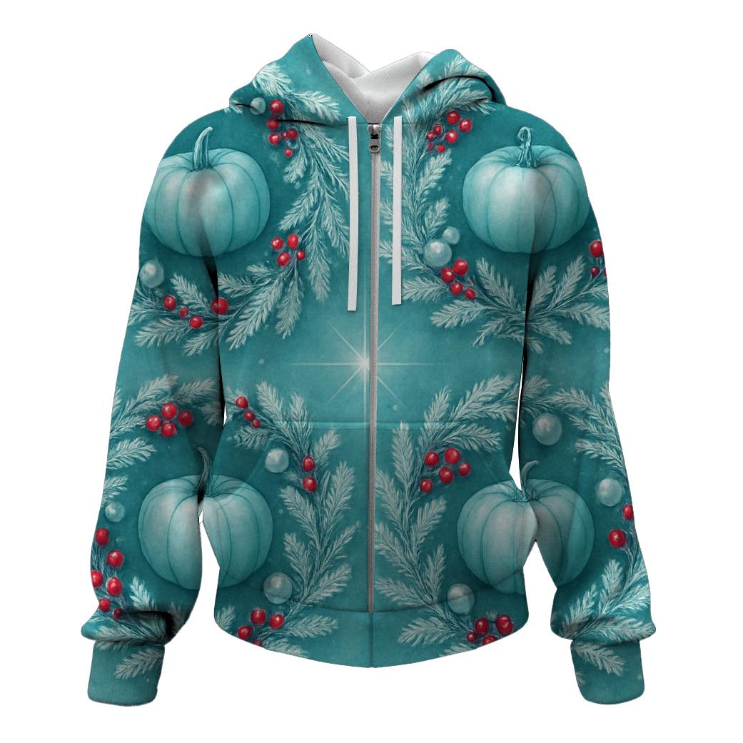 Teal Frost Pumpkin Wreath Tiles On Colored Background graphic hoodies
