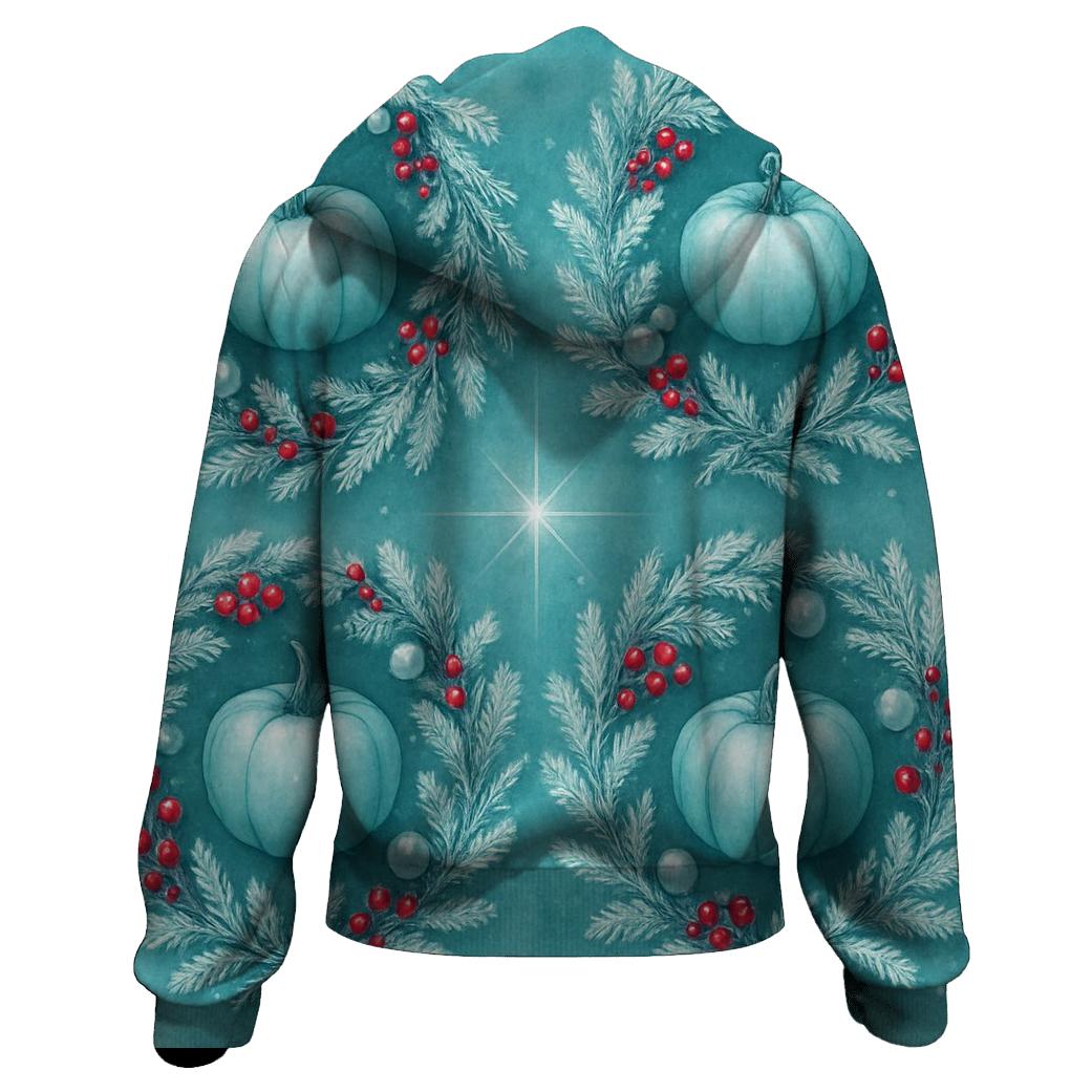 Teal Frost Pumpkin Wreath Tiles On Colored Background graphic hoodies