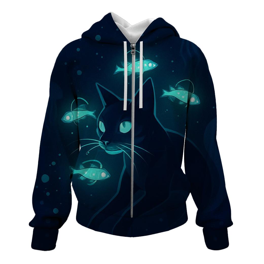 Deep Sea Lantern Cat premium hoodies