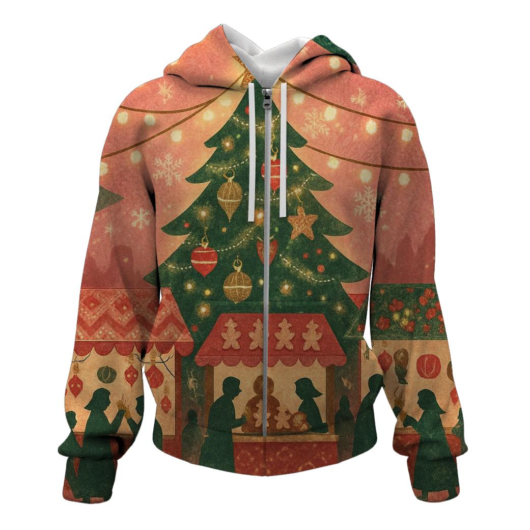 Christmas Tree Night Market zip-up hoodies