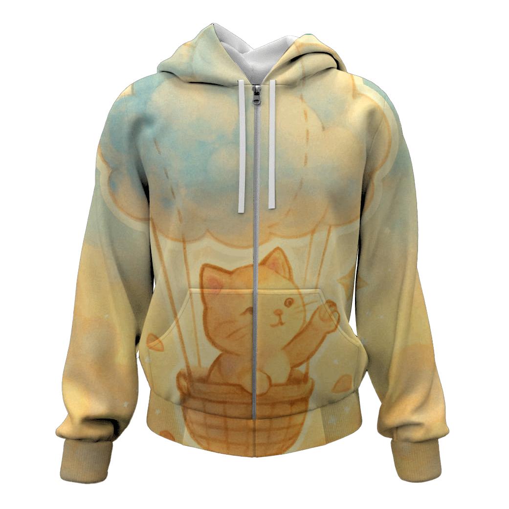 Sunrise Balloon Basket Kitten custom hoodies