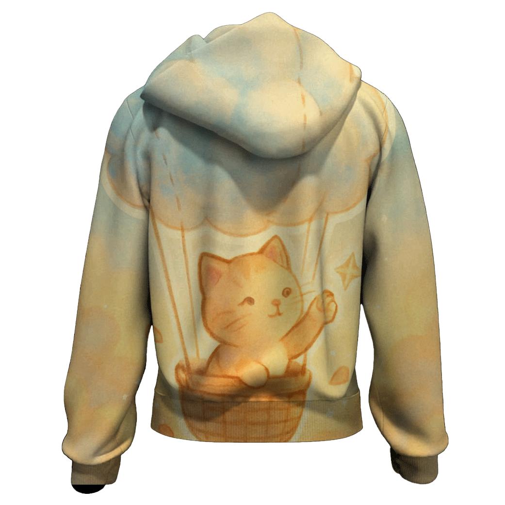 Sunrise Balloon Basket Kitten custom hoodies
