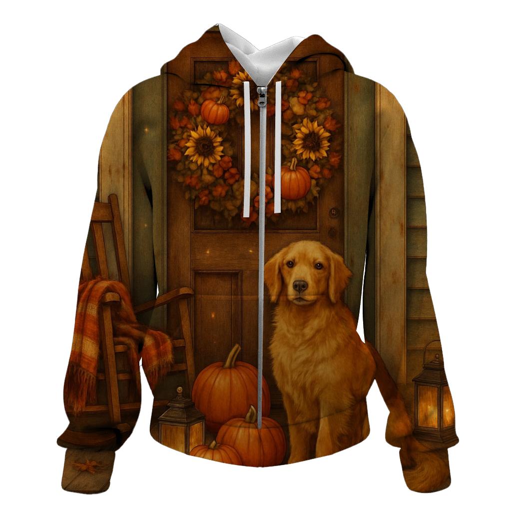 Harvest Wreath Porch Welcome Scene graphic hoodies
