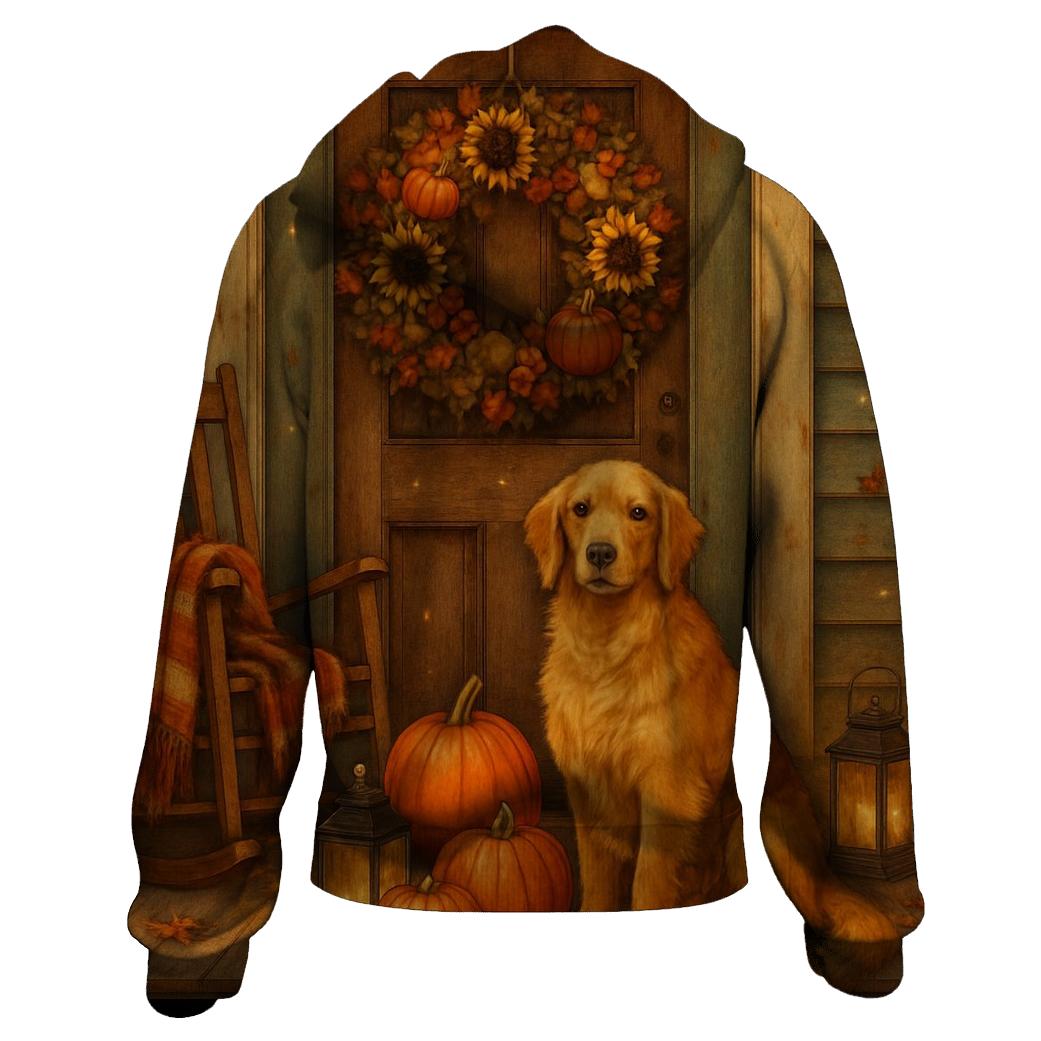 Harvest Wreath Porch Welcome Scene graphic hoodies