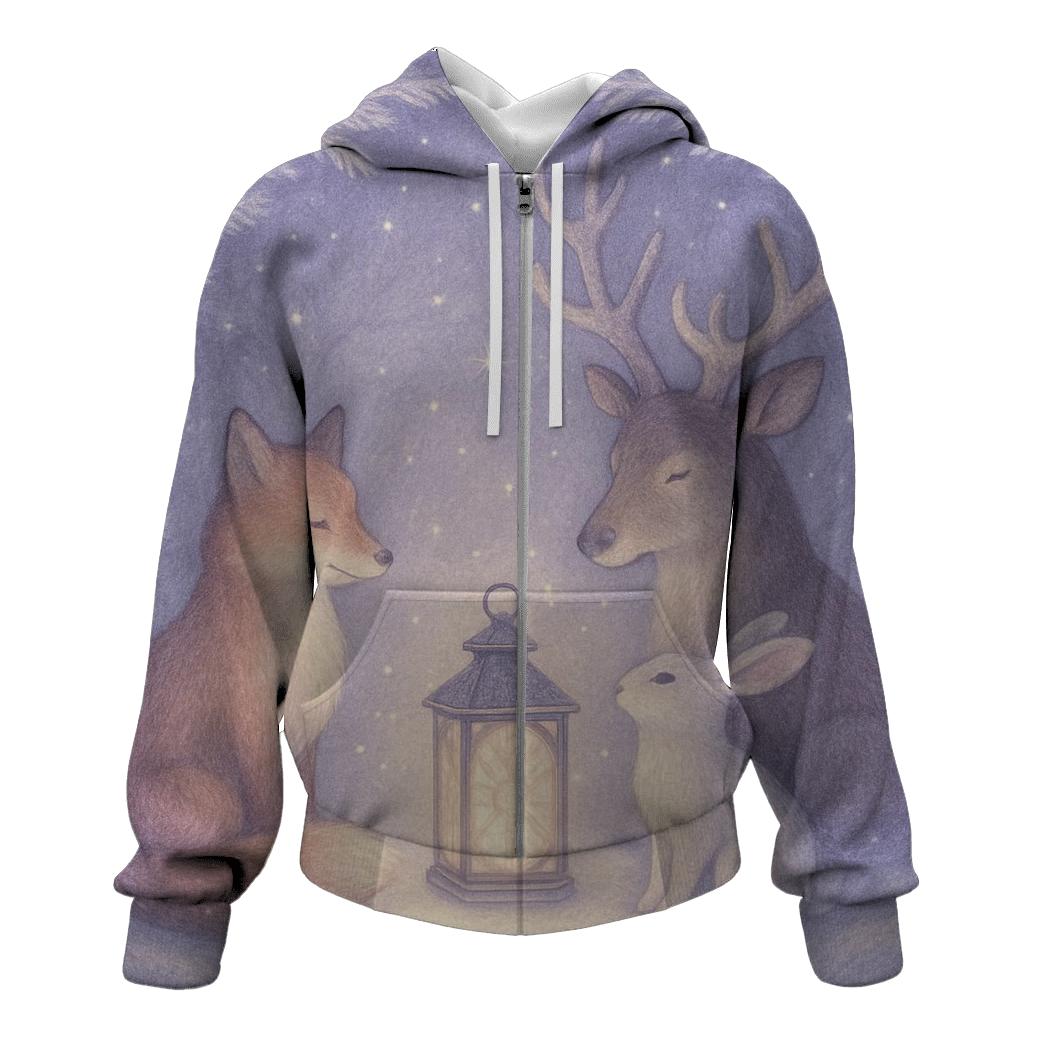 North Pole Wildlife Carol Circle pullover hoodies