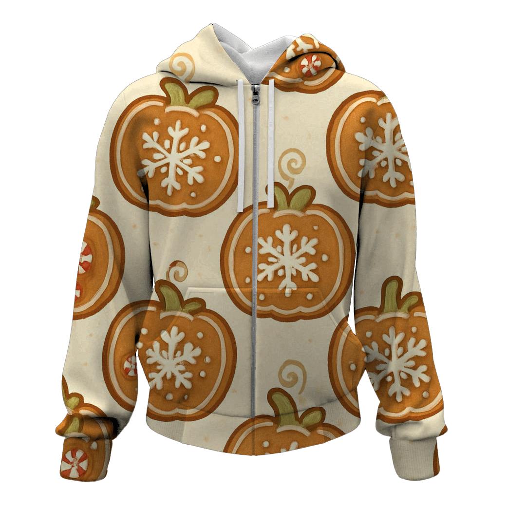 Gingerbread Pumpkin Village Scatter On Cream Background hoodie designs