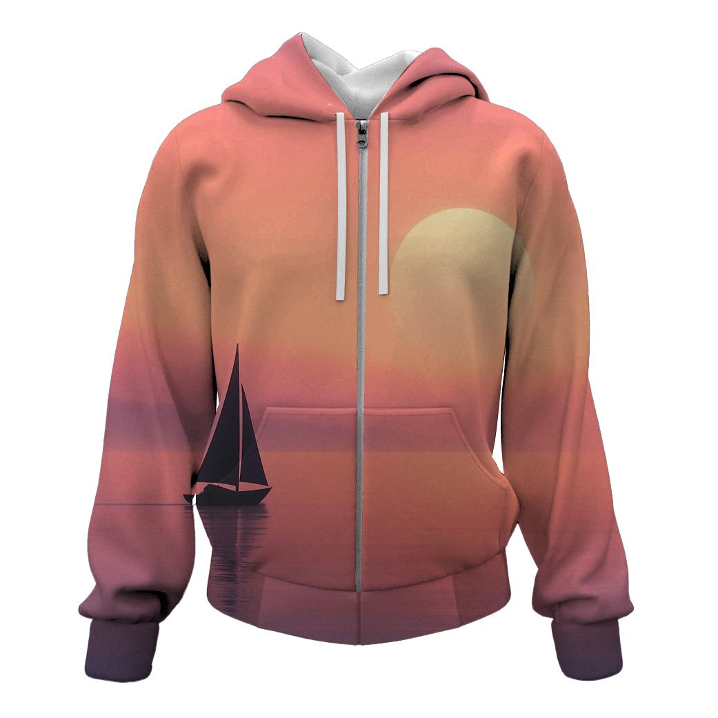 Sailboat In The Gradient Mist lightweight hoodies