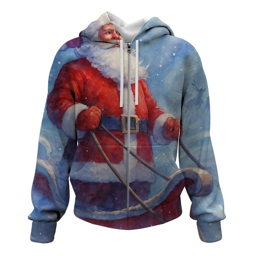 Watercolor Blizzard Sleigh Guardian designer hoodies