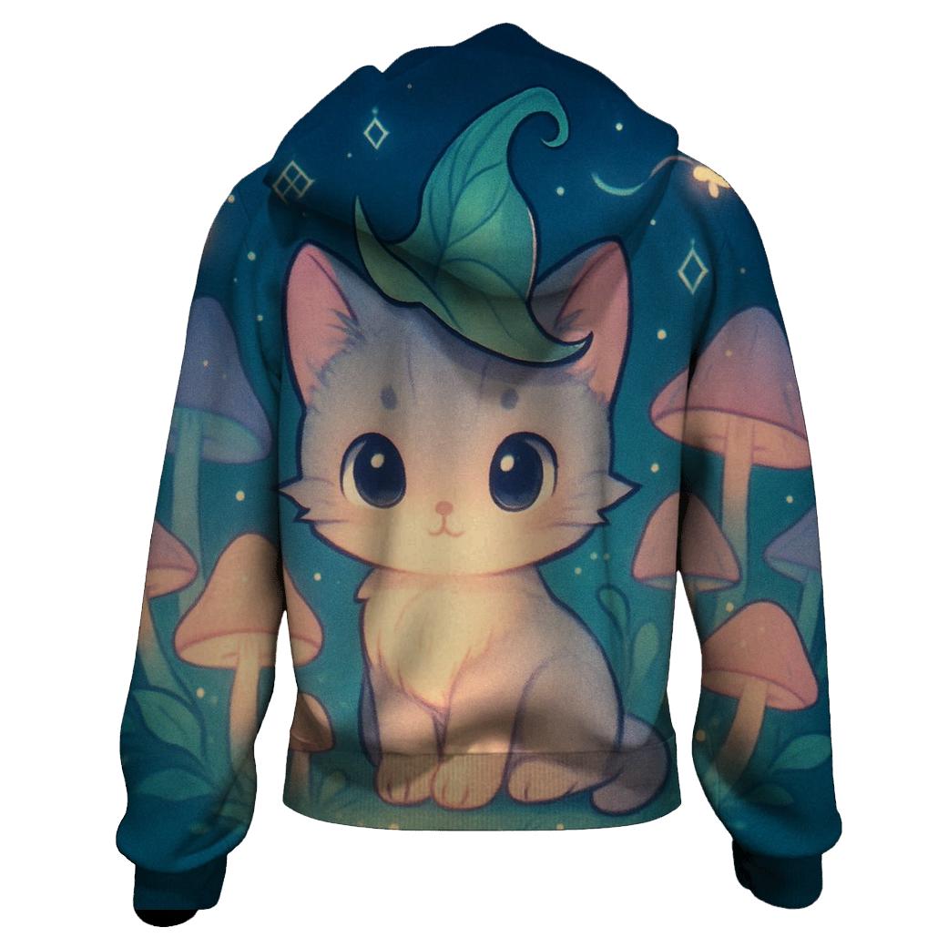 Mushroom Meadow Spell Cat embroidered hoodies