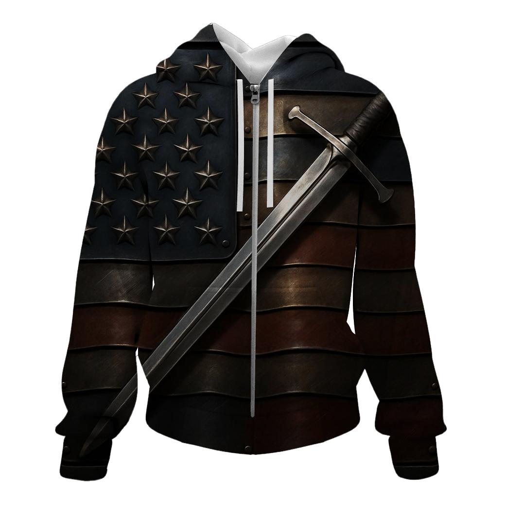 Metal Forged Flag With Service Emblems lightweight hoodies
