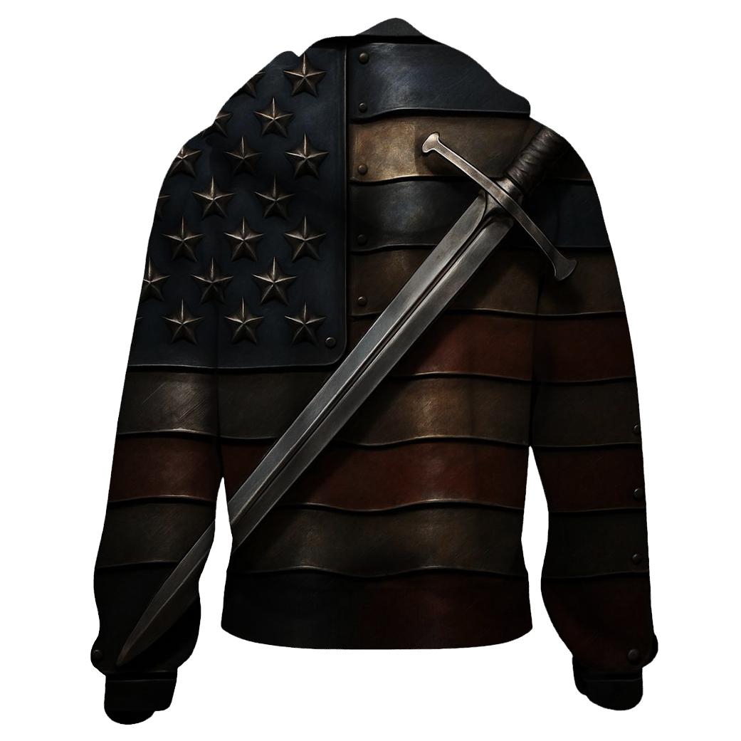 Metal Forged Flag With Service Emblems lightweight hoodies