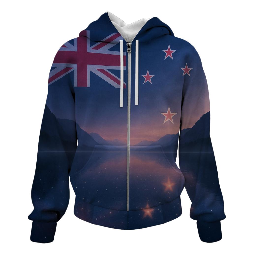 New Zealand Night Sky Reflection graphic hoodies