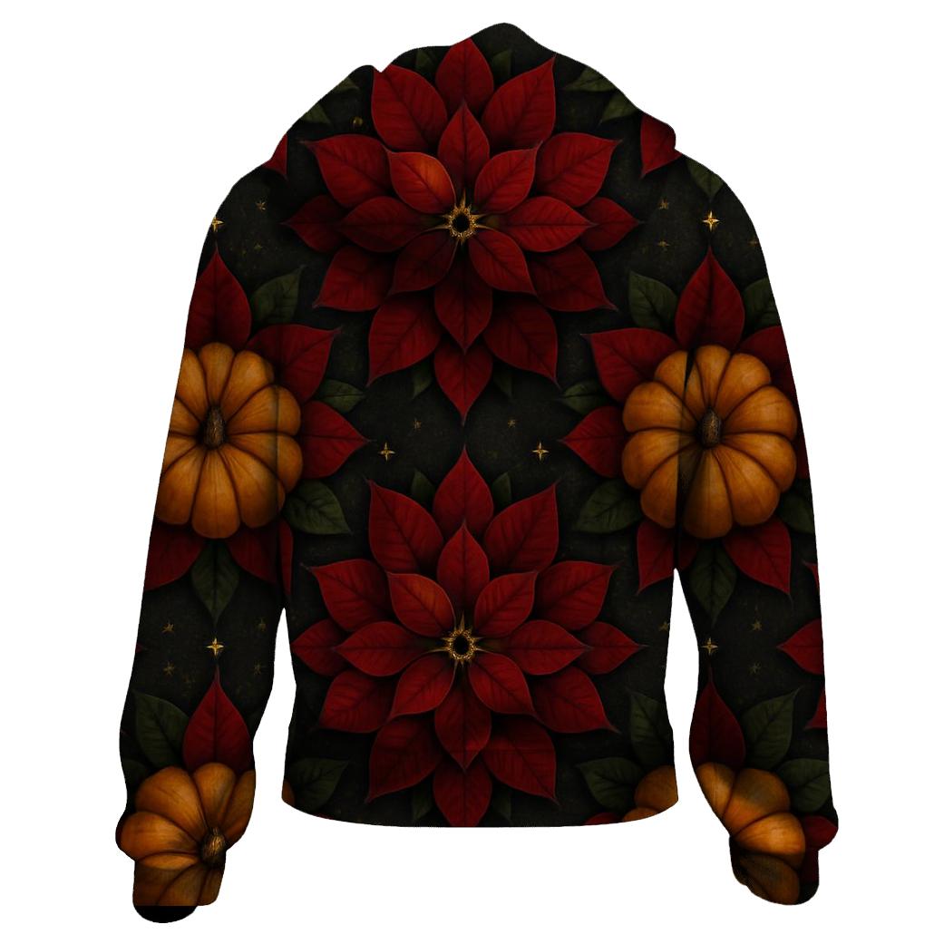 Poinsettia Pumpkin Rosette Tessellation On Charcoal Background hoodie trends
