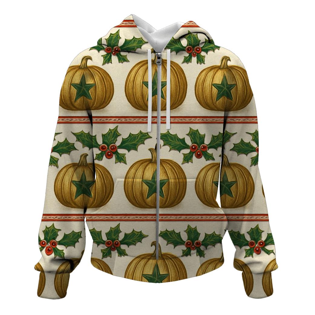 Golden Star Pumpkin Border Stripes On Ivory Background hoodie styles