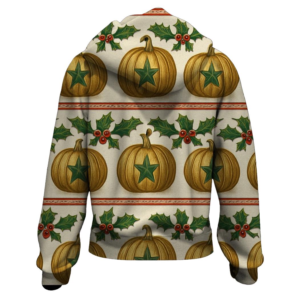 Golden Star Pumpkin Border Stripes On Ivory Background hoodie styles