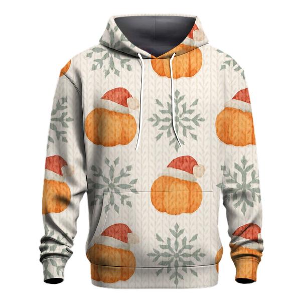 Ivory Knit Pumpkin Snowflake Grid On White Background custom hoodies