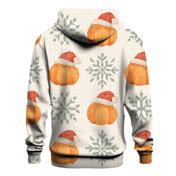 Ivory Knit Pumpkin Snowflake Grid On White Background custom hoodies