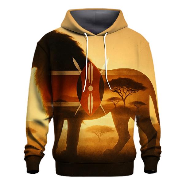 Kenya Savannah Double Exposure Roar zip-up hoodies