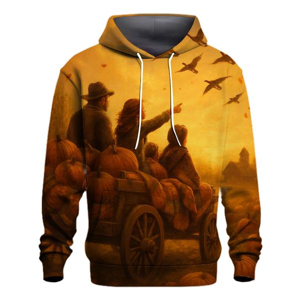Pumpkin Patch Sunset Wagon Ride heavyweight hoodies