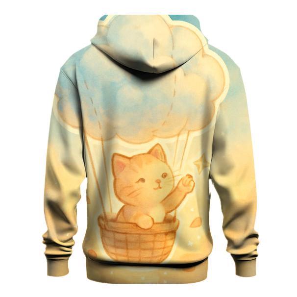 Sunrise Balloon Basket Kitten zip-up hoodies