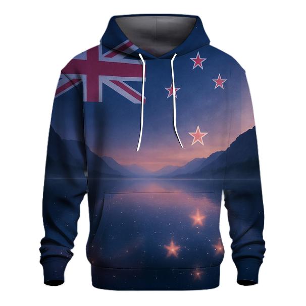 New Zealand Night Sky Reflection embroidered hoodies