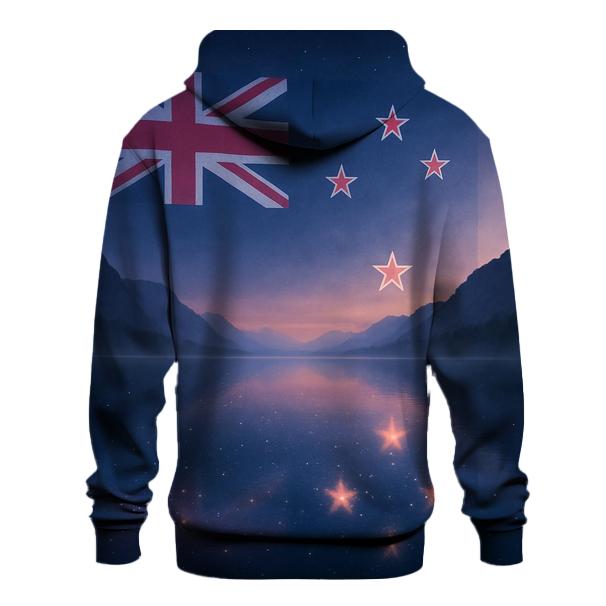 New Zealand Night Sky Reflection embroidered hoodies