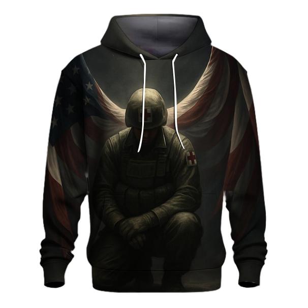 Guardian Angel Wings In Flag Fabric zip-up hoodies