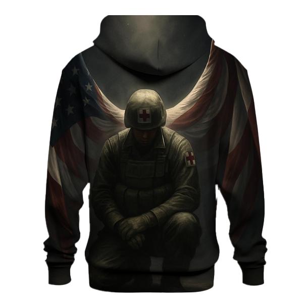 Guardian Angel Wings In Flag Fabric zip-up hoodies