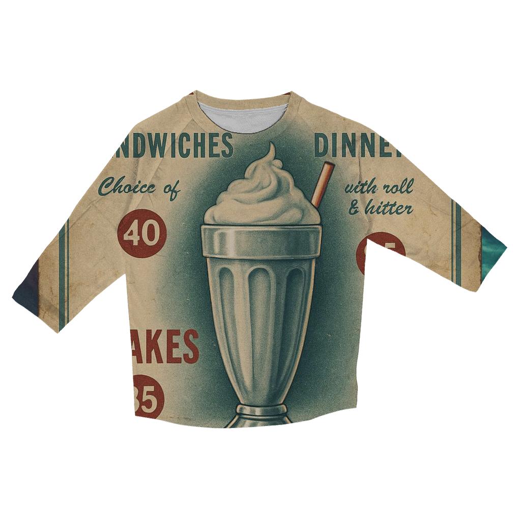 Faded Space Age Diner Menu Poster trendy 3/4 sleeve tops