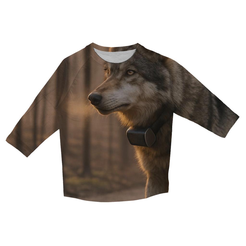 Radio Collared Wolf At The Boreal Firebreak custom 3/4 sleeve shirts