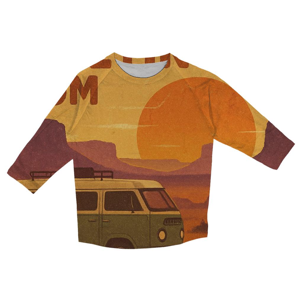 Weathered Seventies Desert Roadtrip Postcard fashion 3/4 sleeve shirts