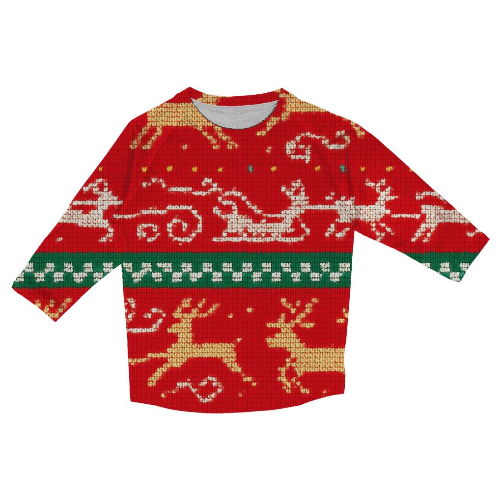 Santa Sleigh Speed Rows Design personalized 3/4 sleeve tees