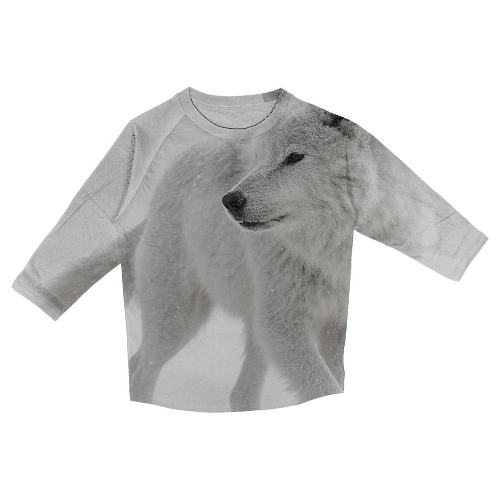 Arctic Wolf In A Whiteout Navigation Pause printed three quarter sleeve shirts