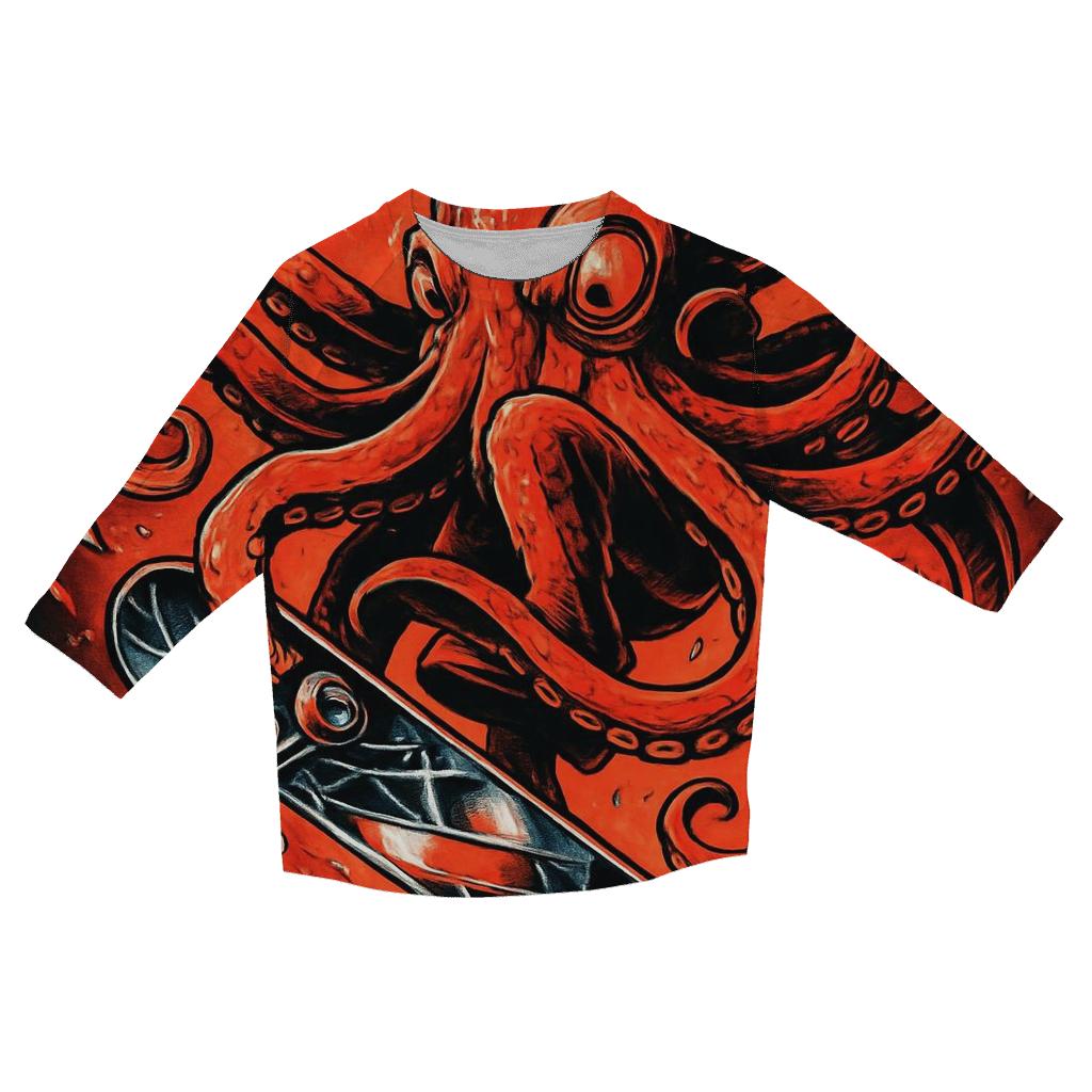 Mirrored Skate Kraken cotton quarter sleeve shirts