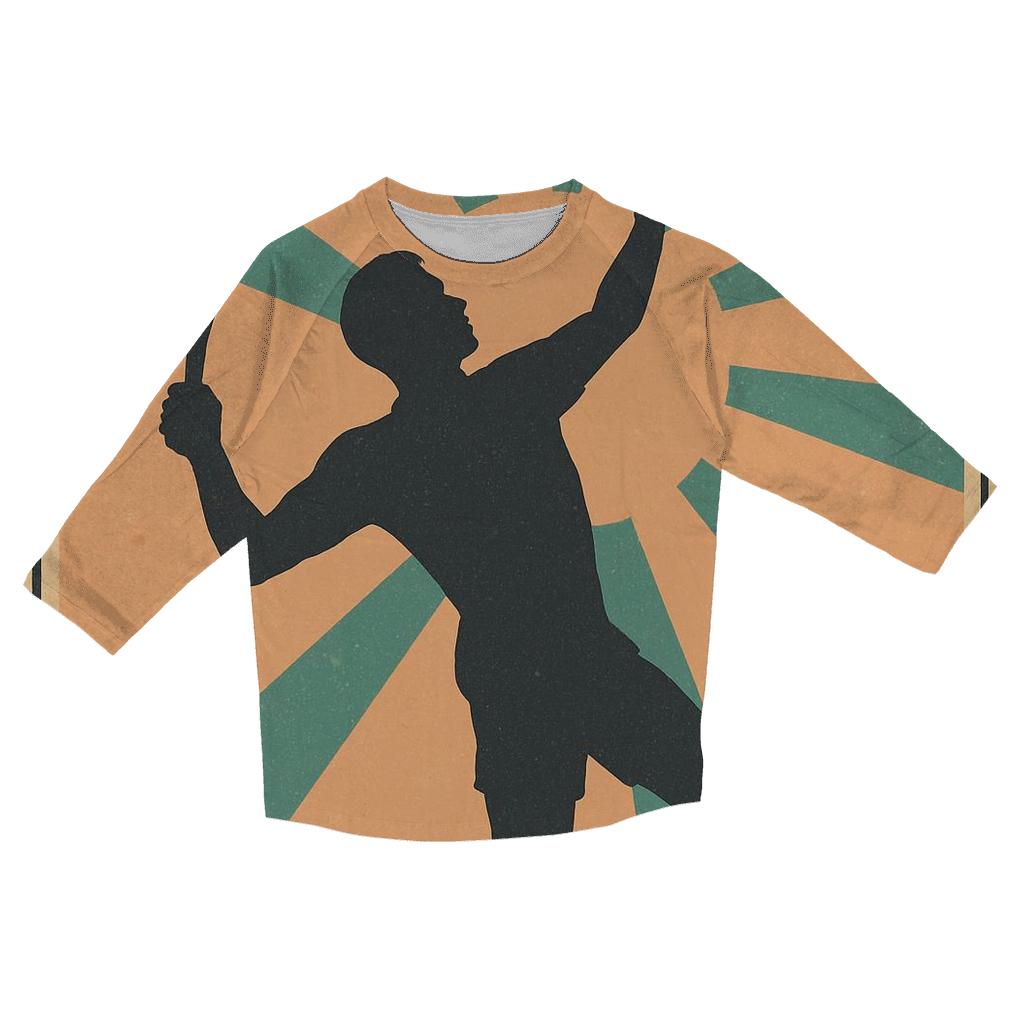 Retro Tennis Sunburst Serve personalized 3/4 sleeve tees