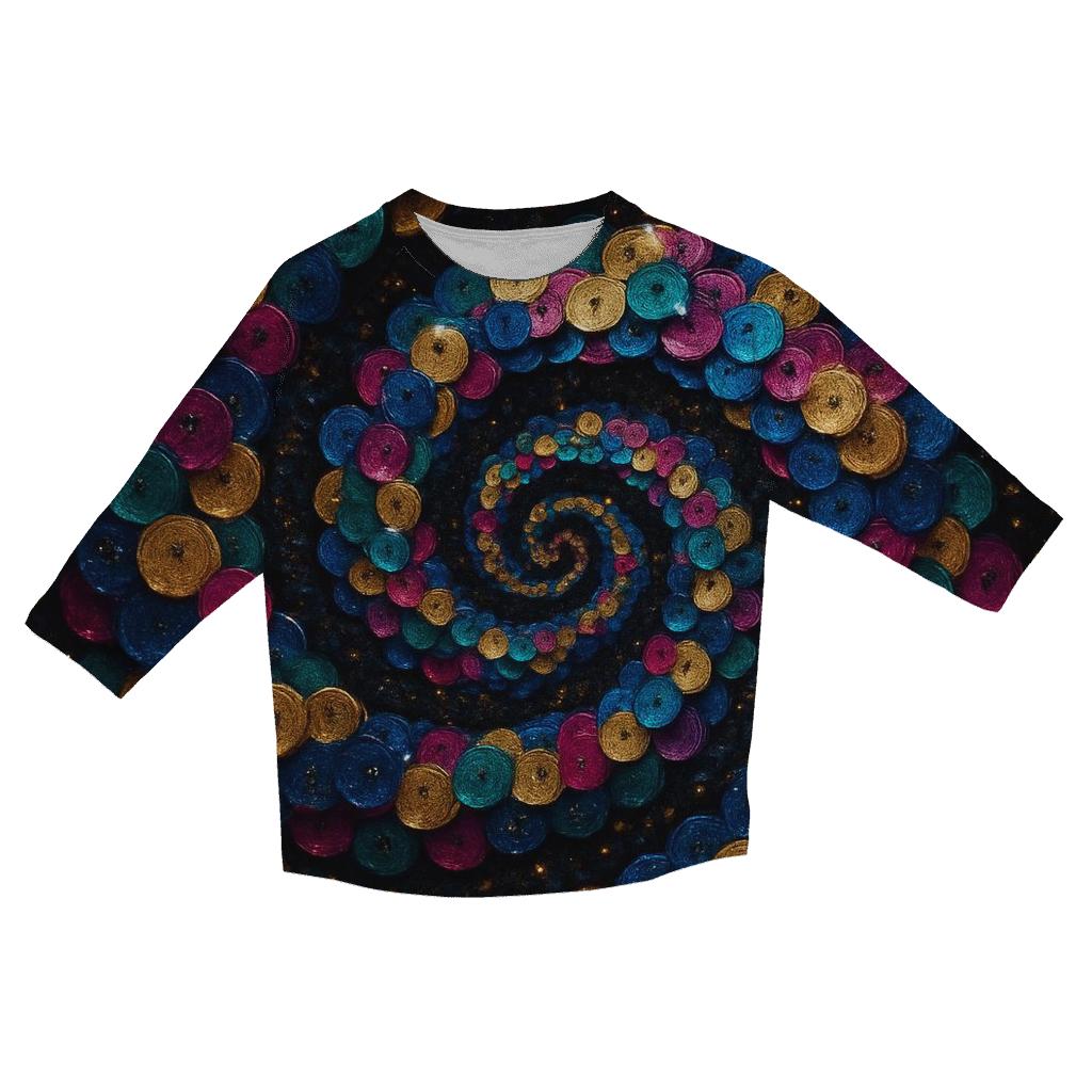Jewel Tone Sequin Spiral casual three quarter sleeve shirts