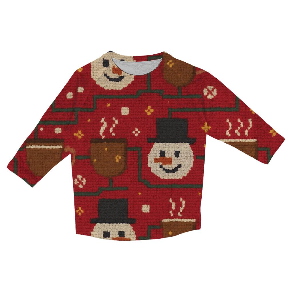 Snowman Hot Cocoa Circuit Design trendy 3/4 sleeve tops