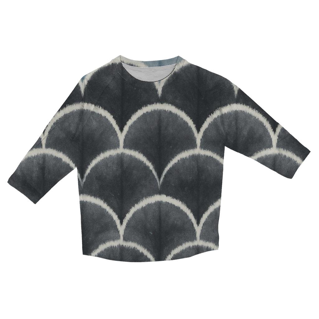 Shibori Fan Fold Lunar Ridges designer 3/4 sleeve blouses