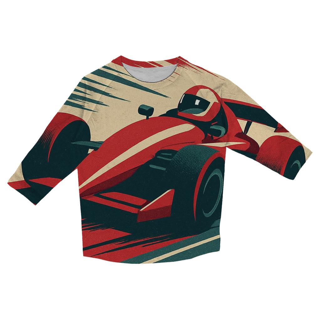 Retro Futurist Racing Poster casual three quarter sleeve shirts