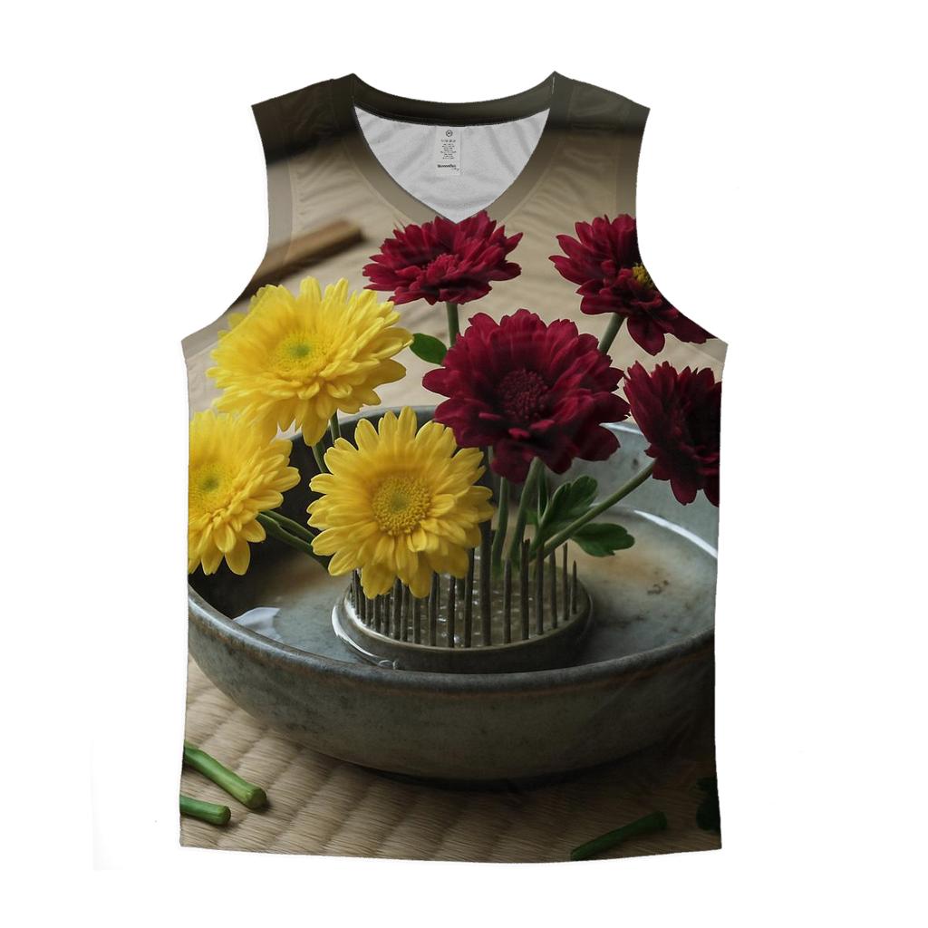 Edo Style Ikebana Workshop Still Life Of Seasonal Chrysanthemums custom tank tops