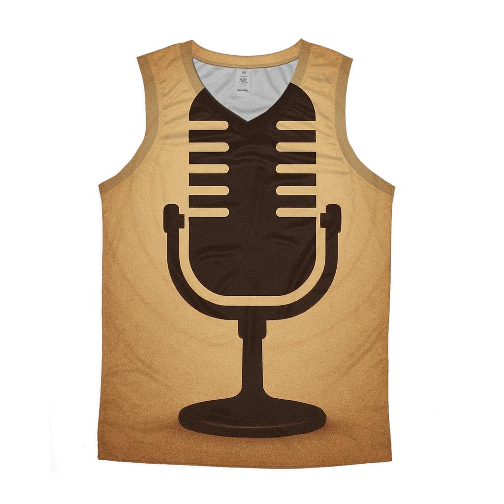Vintage Sepia Microphone Portrait trendy fitted tank tops