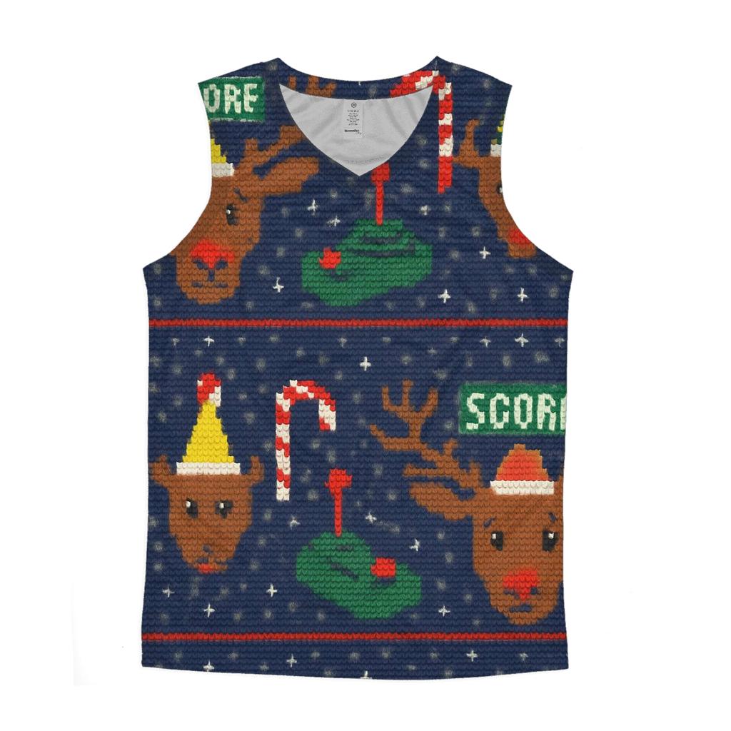 Reindeer Arcade Pixel Party Design cotton sleeveless tops