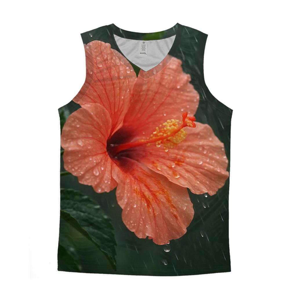 Monsoon Rain Hibiscus Bloom With Pollen Washed Across Petals custom tank tops