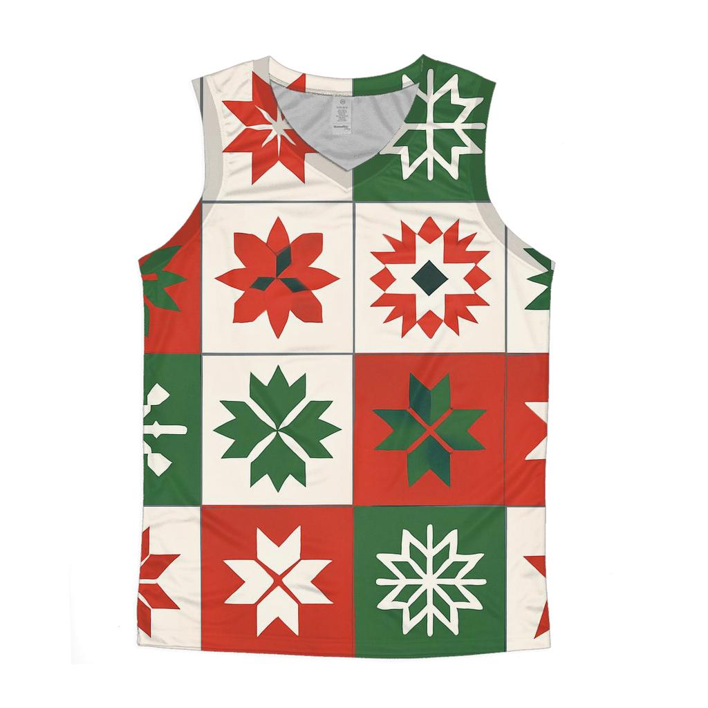 Snowy Star Quilt Blocks sports performance tank tops