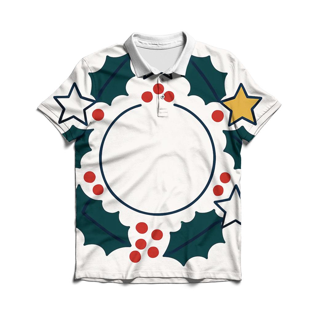 Starry Holly Orbit Wreath personalized polo shirts