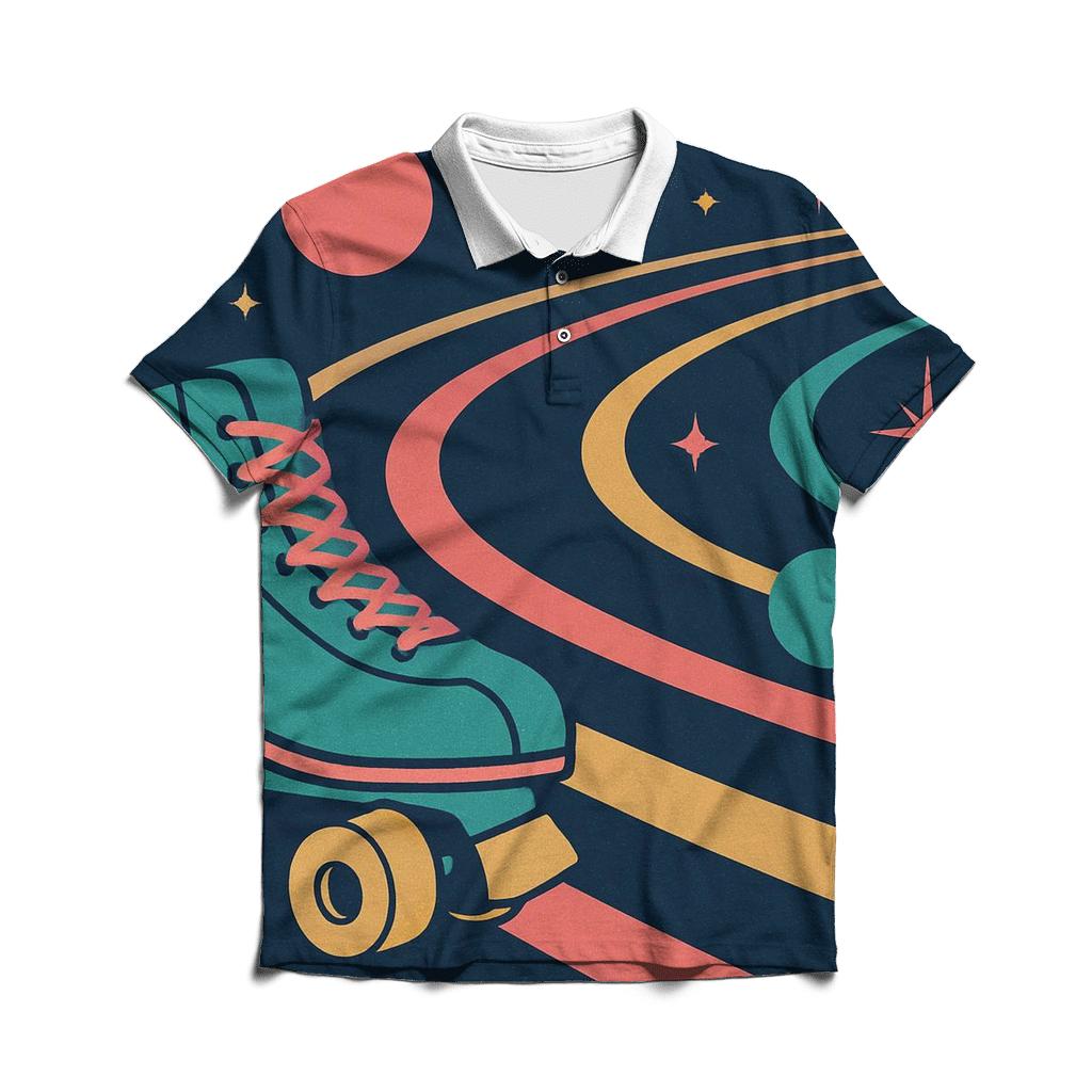 Roller Rink Cosmic Lanes embroidered polo tops