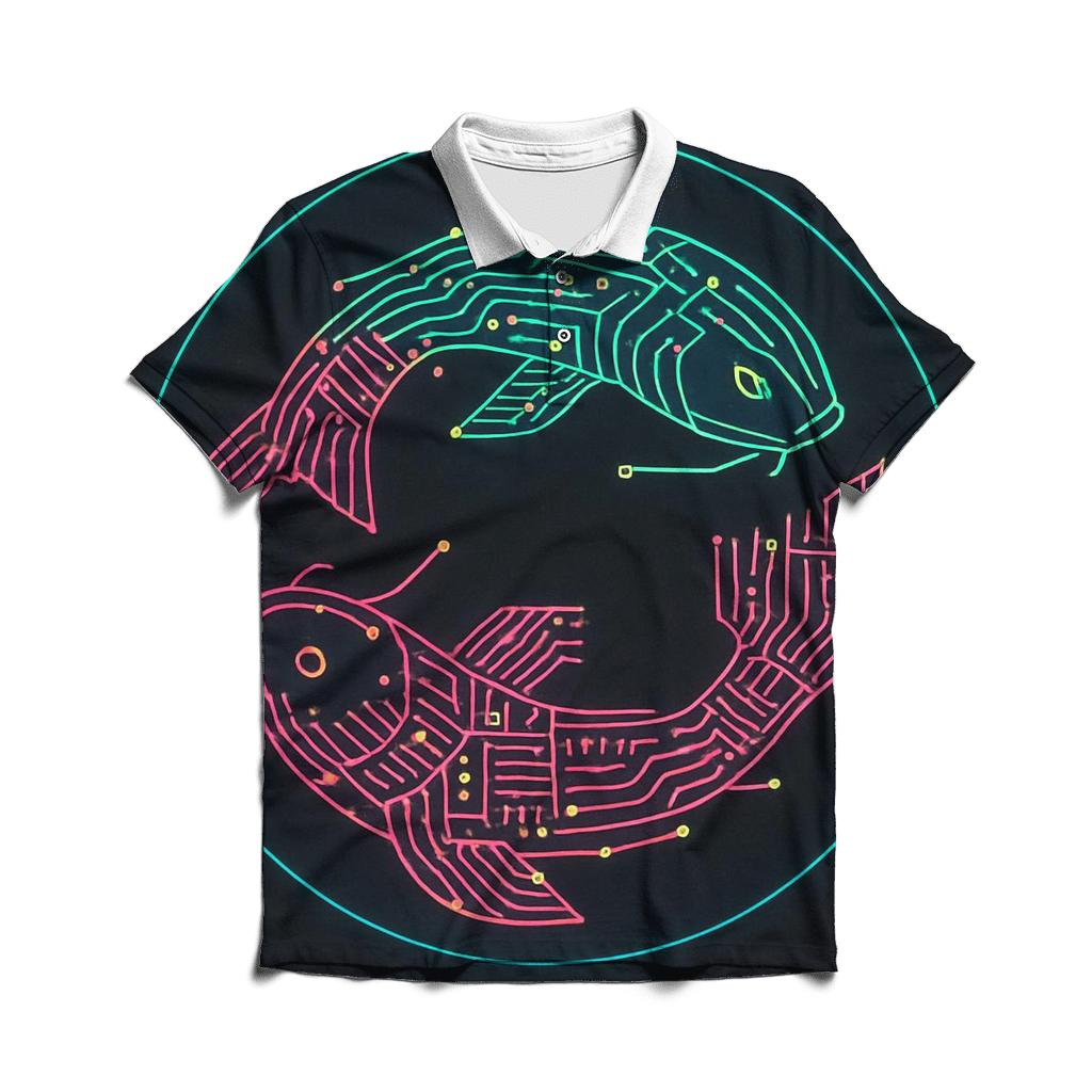Neon Koi Circuit Mandala casual sports polo shirts