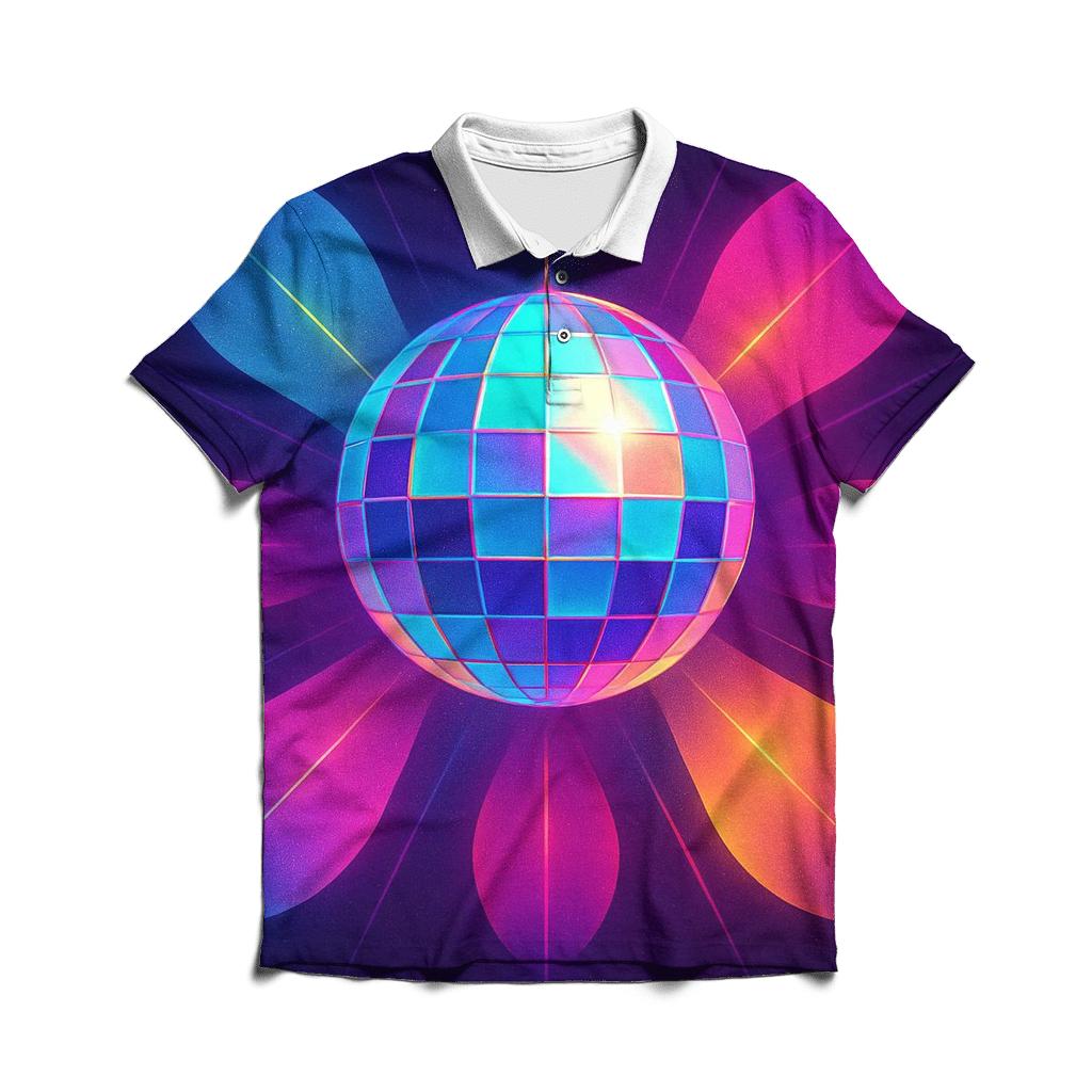 Disco Ball Prism Bloom premium cotton polo shirts