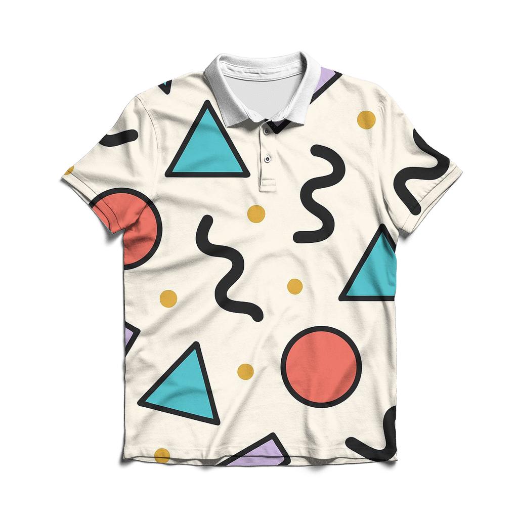 Memphis Confetti Geometry Mix classic pique polos